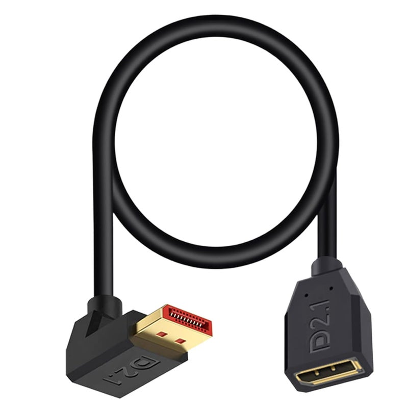 Poyiccot 16K Displayport 2.1 Cable 1.5FT, 90 Degree Down Angle Displayport Extension Cable, 54Gbps DP Support for 16K@30Hz, 8K@120Hz, 4K@240Hz 165Hz, HDR, HDCP,Gaming Monitor, TV, Graphics - Image 1